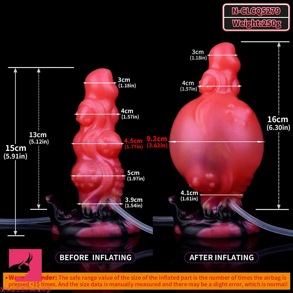 5.91in Odd Knot Spiked Silicone Soft Inflatable Spraying Squirting Real Dildo