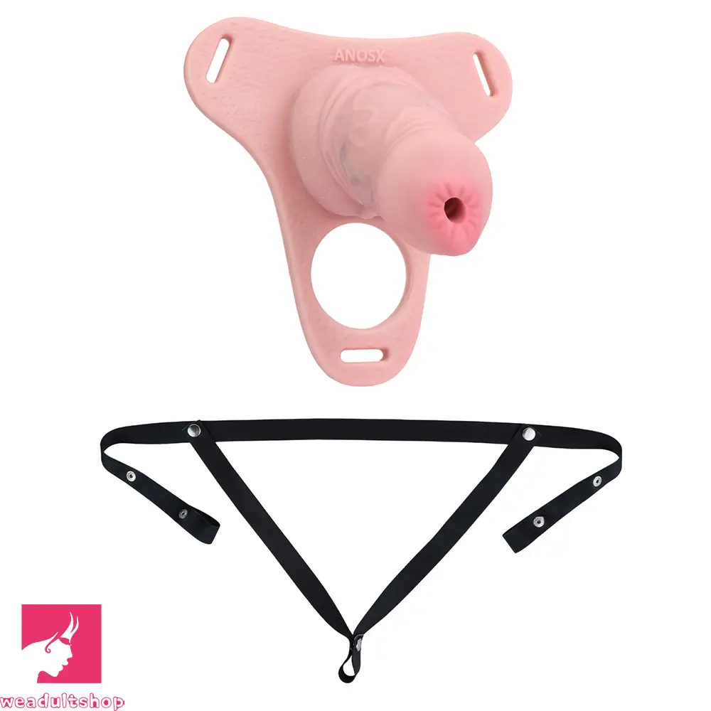 3.54in Silicone Soft Real Penis Cage Strap on Chastity Dildo With Lock