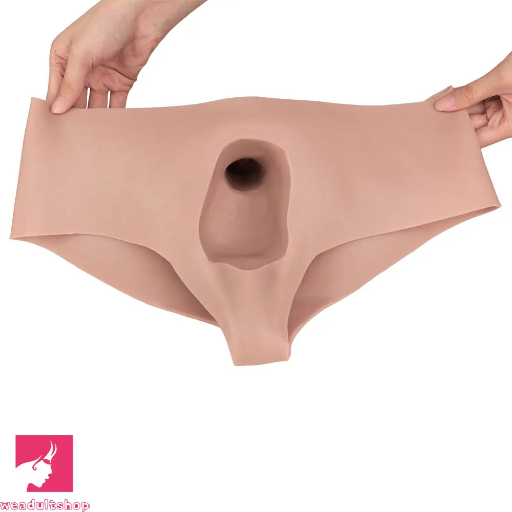 7.17in Hollow Penis Dildo Sleeve Silicone Soft Pants Female Masturbator