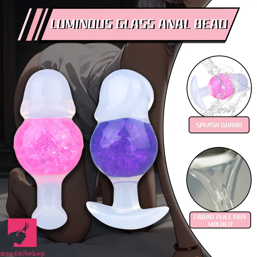 4.96in Luminous Silicone Anal Beads Dildo Anal Sex Toy For Adult Cock
