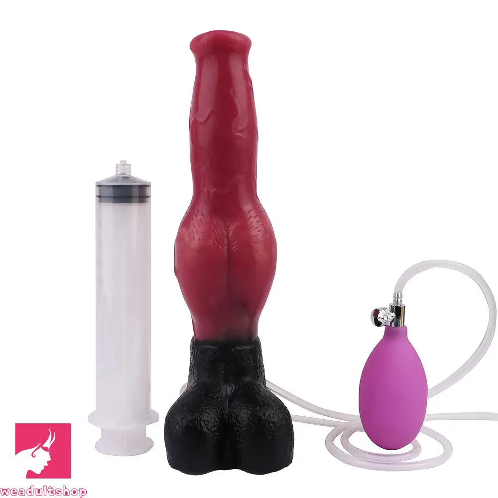 10.98in Dog Knot Ejaculating Inflatable Soft Silicone Dildo For Cock Sex
