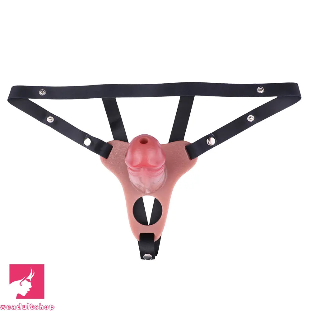5.82in Real Hollow Strap on Silicone Cock Cage Dildo For Chastity Toy