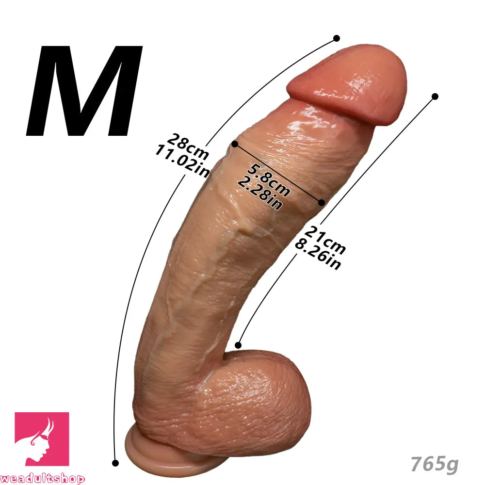 8.07in 11.02in 14.17in Curved Strap on Real Realistic Feeling Texture Dildo