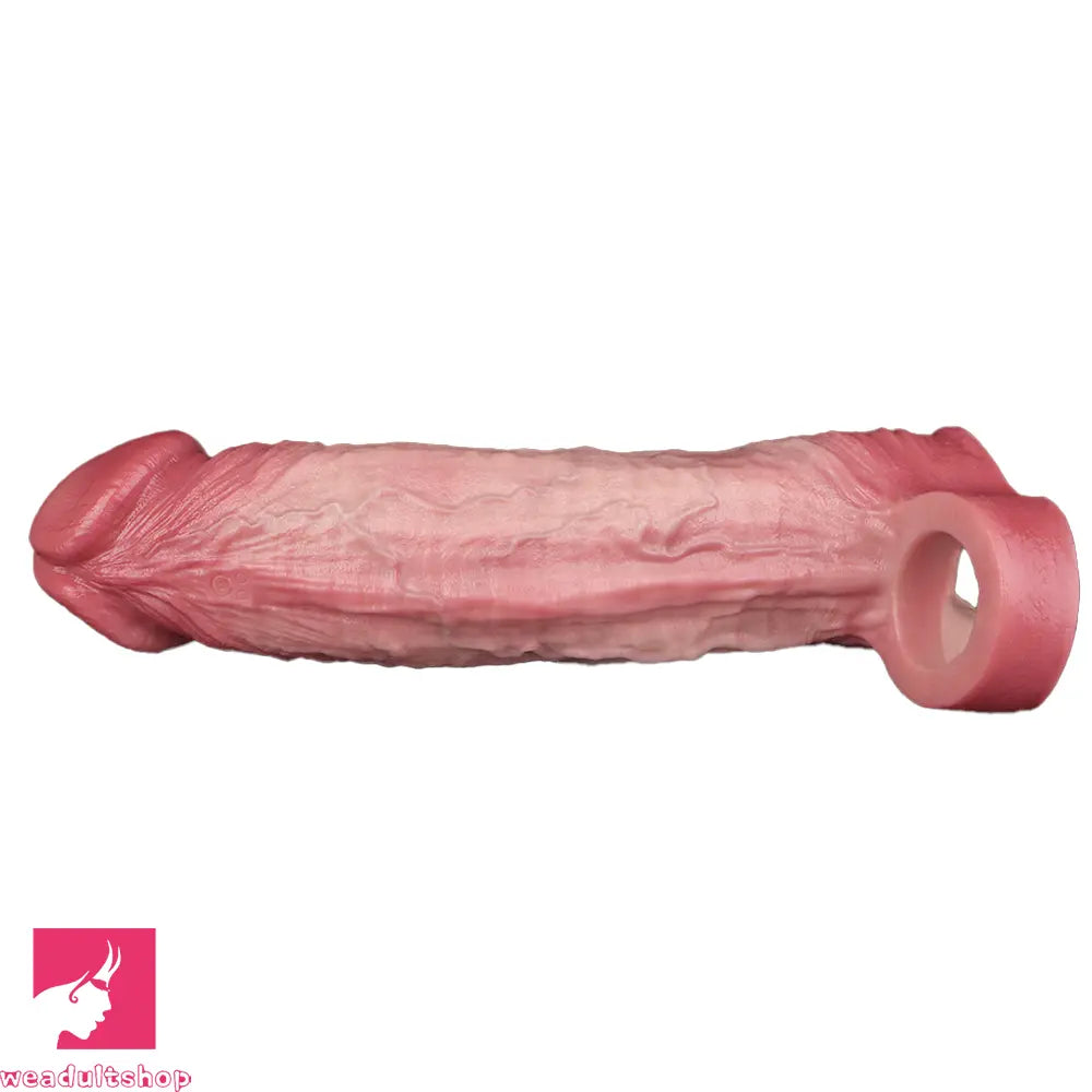 7.72in Realistic Penis Cock Vibrating Remote Dildo Sleeve Extender Stimulating