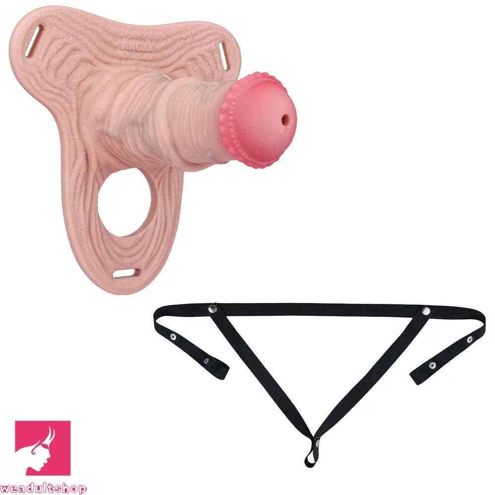 5.7in Silicone Horse Penis Male Cage Strap on Chastity Dildo With Lock