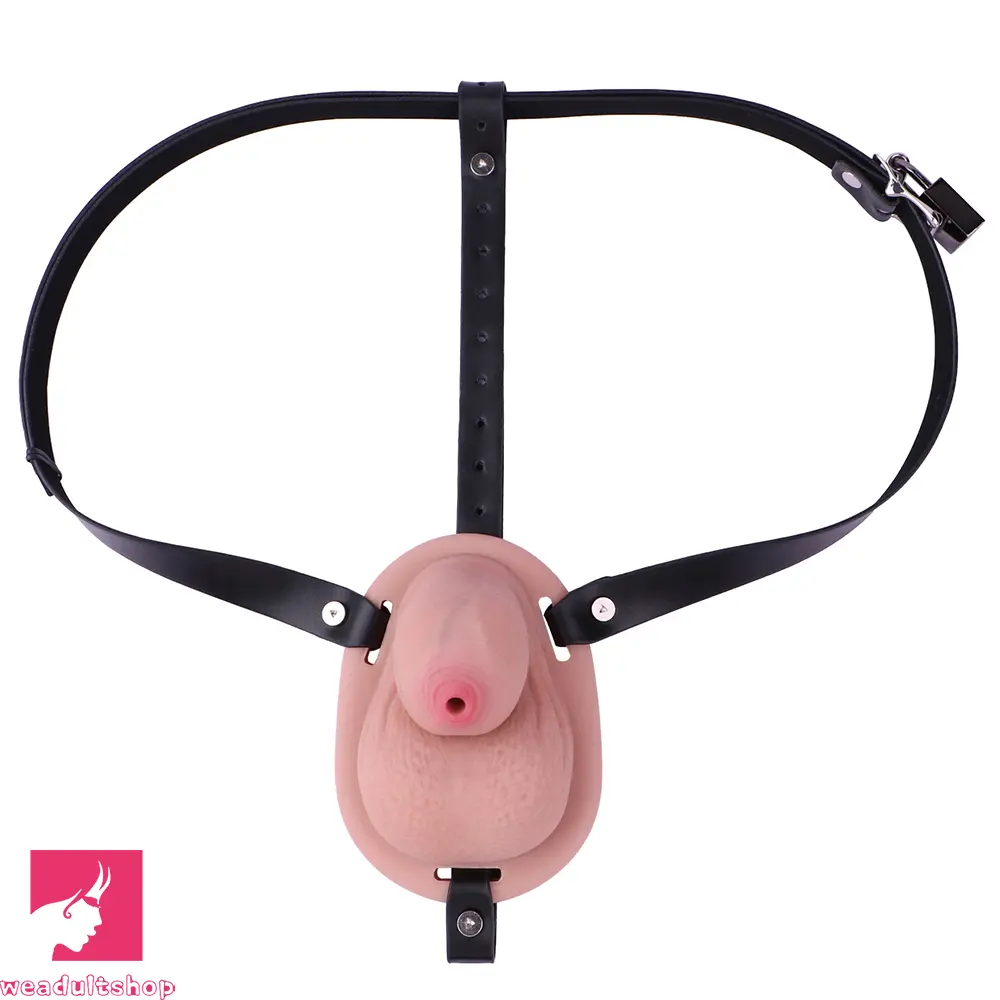 2.36in Silicone Soft Mini Cock Cage Strap on Chastity Dildo With Lock