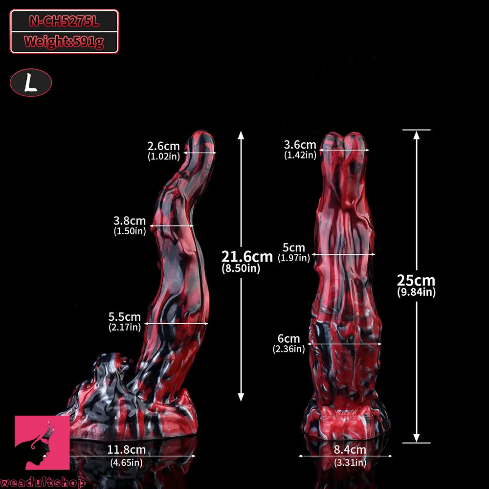 5.51in 7.56in 9.84in 12.6in 17.72in Monster Silicone Creature Penis Dildo