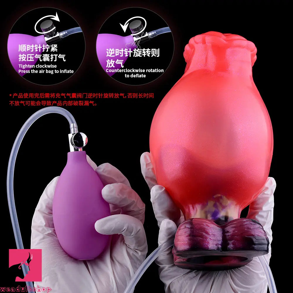 5.43in Fantasy Horse Knotted Silicone Flexible Inflatable Spraying Water Dildo
