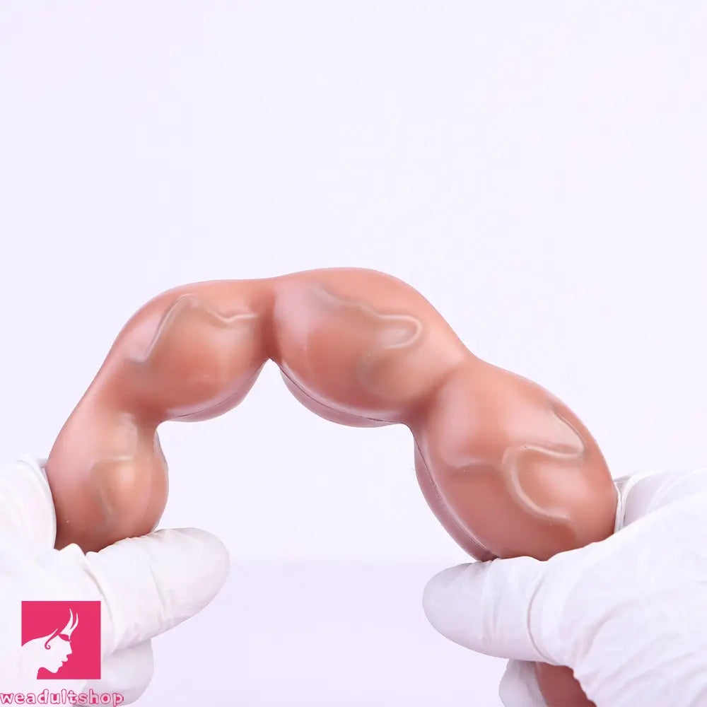 9.8in Big Vibrating Silicone Soft Pulling Beads Cock Dildo With 3 Motors