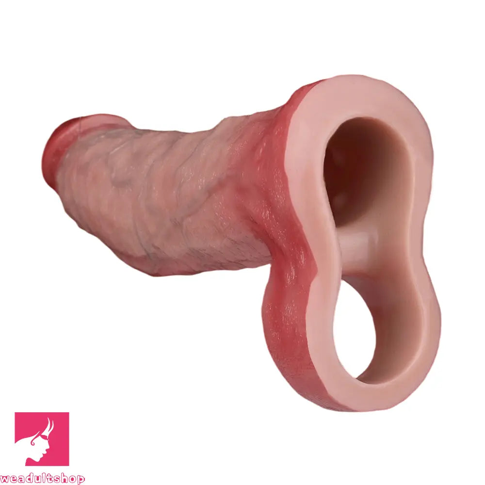 7.91in Realistic Penis Dildo Cock Sleeve Extender Vibrating Remote Cock Toy