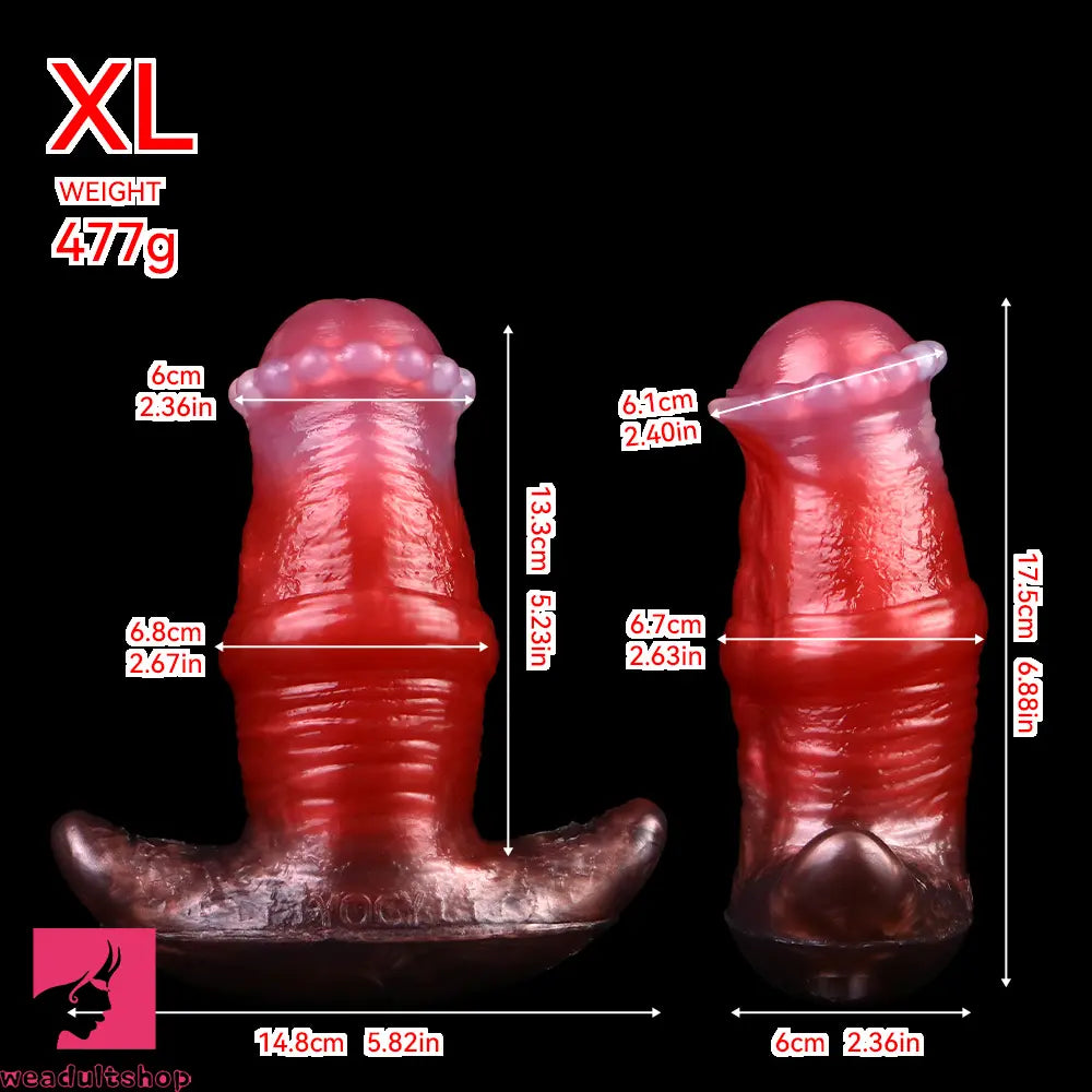 2.91in-8.85in Horse Cock Wearable Gag Fox Tail Vibrator Anchor Cock Dildo