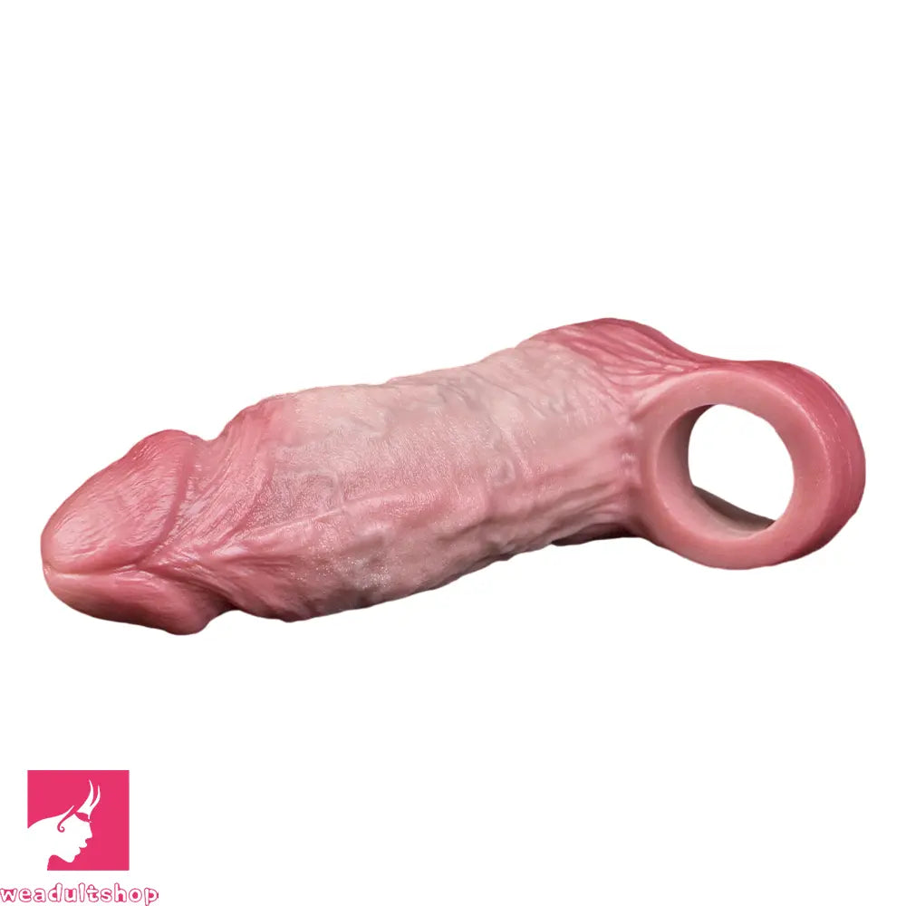 6.46in Simulated Genitals Blue Veins Hollow Cock Sleeve With Penis Ring