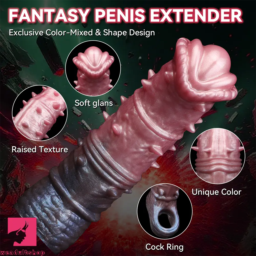 7.48in Spiked Horse Cock Sleeve Dildo Fantasy Penis Extender Cock