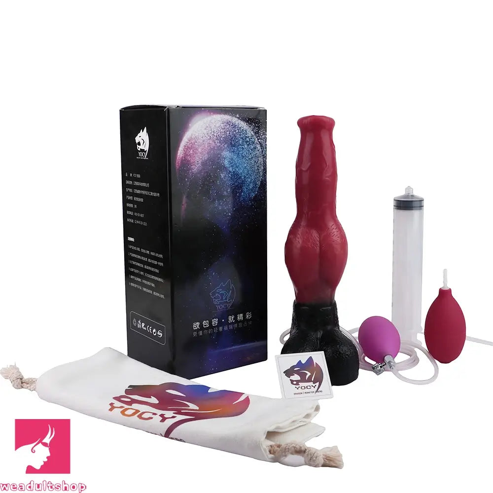 10.98in Dog Knot Ejaculating Inflatable Soft Silicone Dildo For Cock Sex