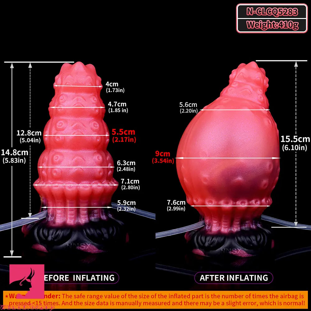 5.83in Fantasy Odd Silicone Soft Inflatable Spraying Water Dildo Butt Plug