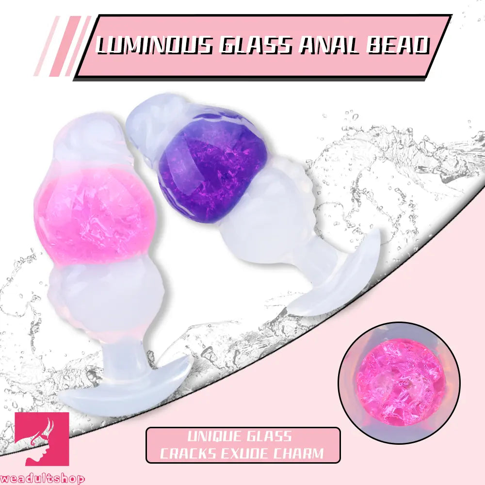 5.63in Luminous Silicone Anal Beads Dildo Anal Cock Toy With Anchor