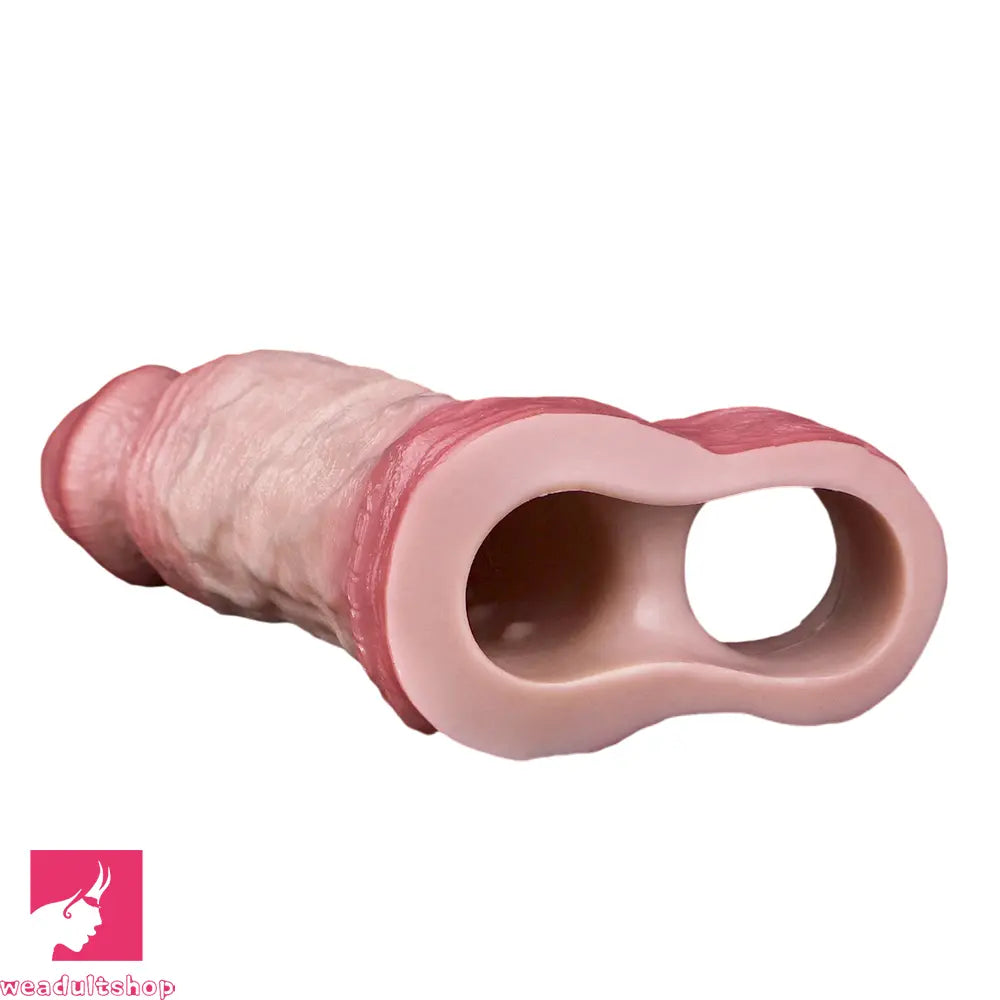 6.46in Simulated Genitals Blue Veins Hollow Cock Sleeve With Penis Ring