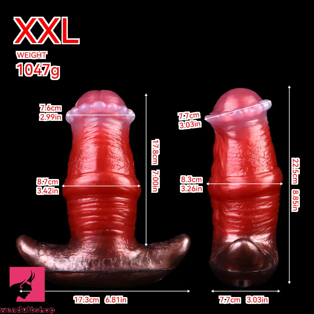2.91in-8.85in Horse Cock Wearable Gag Fox Tail Vibrator Anchor Cock Dildo