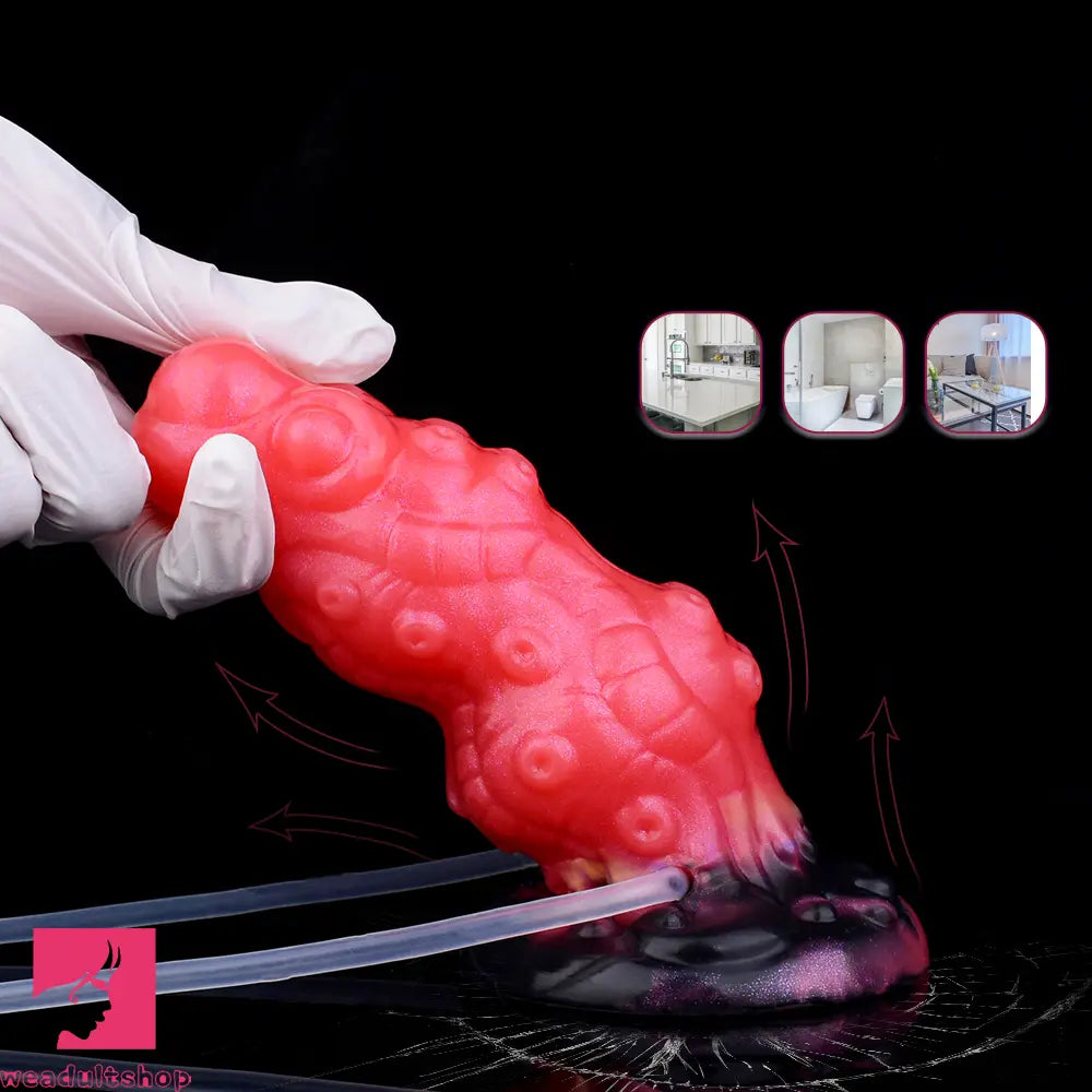 5.91in Fantasy Octopus Silicone Flexible Inflatable Spraying Water Dildo