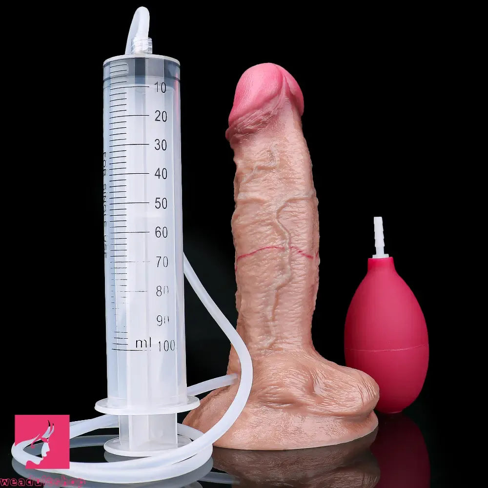 7.01in Double Density Silicone Soft Ejaculating Real Veins Cock Real Dildo