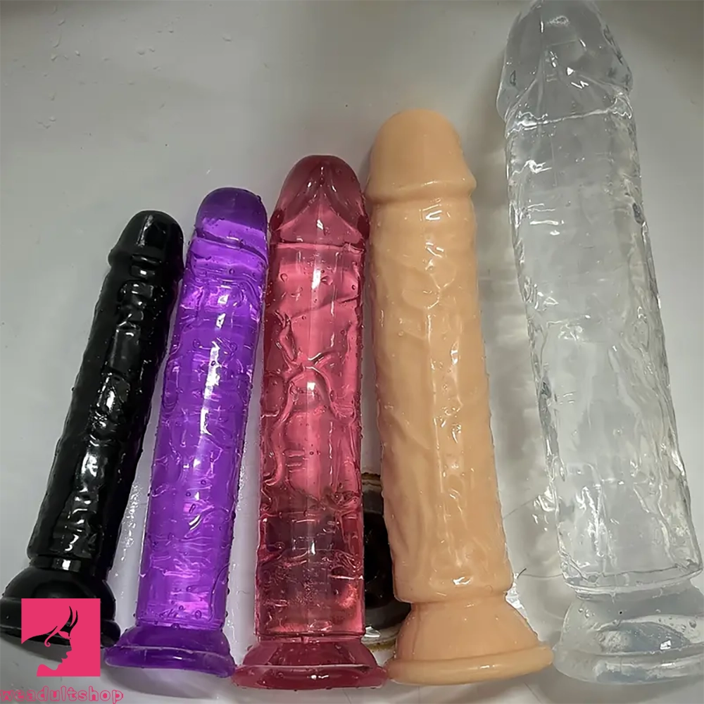 6.1in 6.7in 7.48in 8.26in 9.05in Soft Realistic Jelly Transparent Prostate Dildo