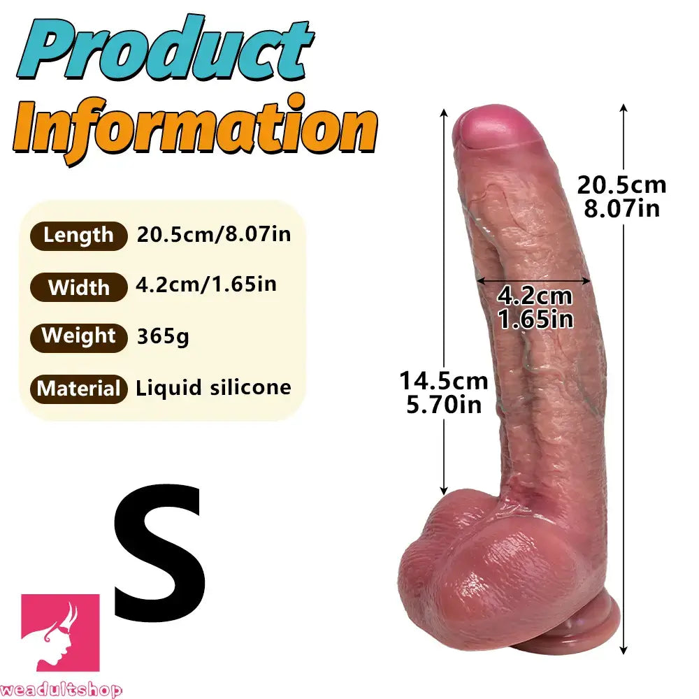 8.07in 9.84in 12in Dual Density Silicone Foreskin Uncut Strap on Real Dildo