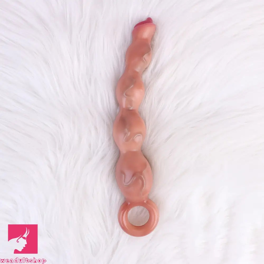 9.8in Big Vibrating Silicone Soft Pulling Beads Cock Dildo With 3 Motors