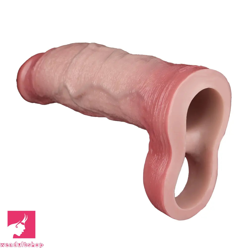 8.11in Realistic Penis Silicone Soft Dildo Cock Sleeve Vibrating Remote Extender