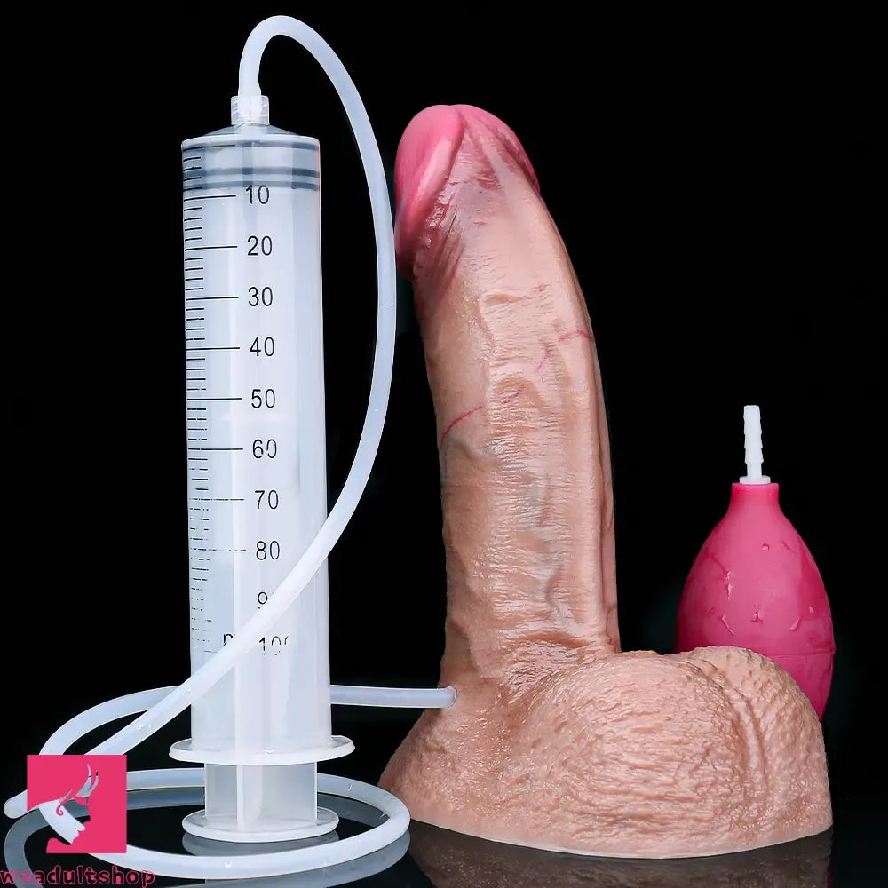 7.24in Double Density Silicone Soft Ejaculating Real Simulation Cock Dildo
