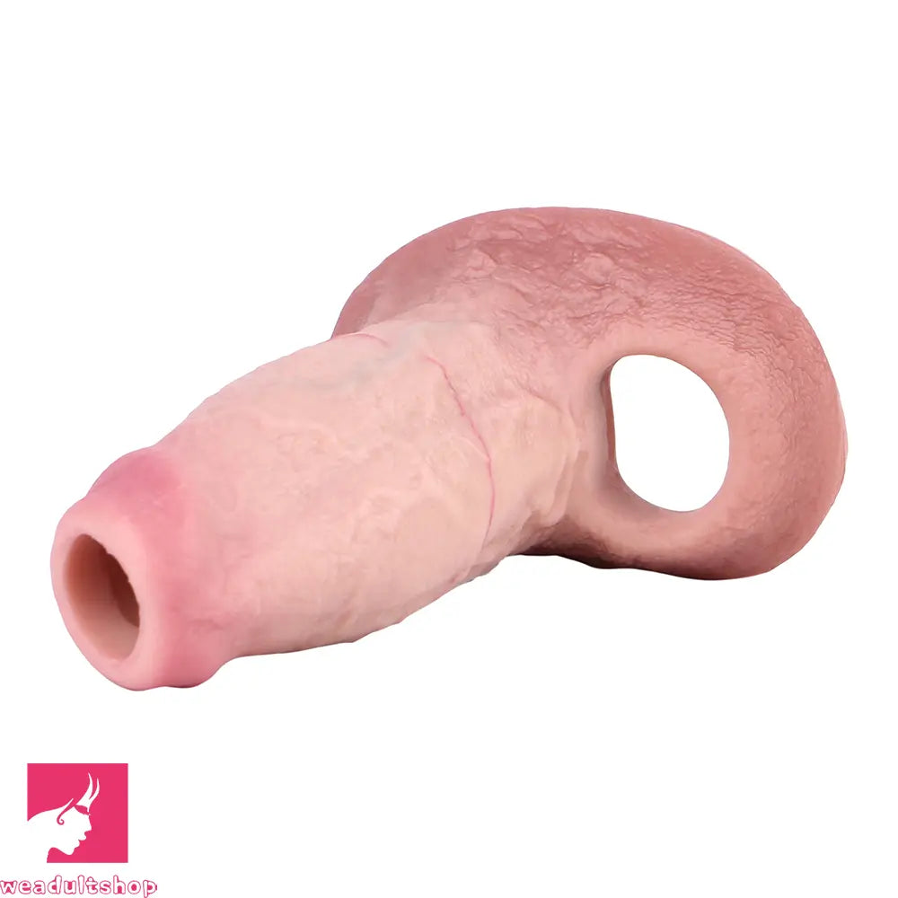 5.15in Liquid Silicone Strap on Penis Extender Cock Sleeve Dildo For Clit