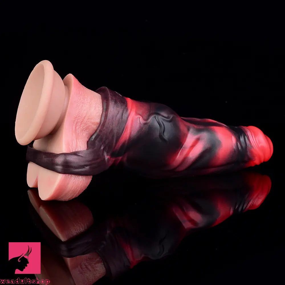 7.09in Silicone Cock Sleeve Knot Dildo Vibrating Hollow Cock Ring Penis Toy