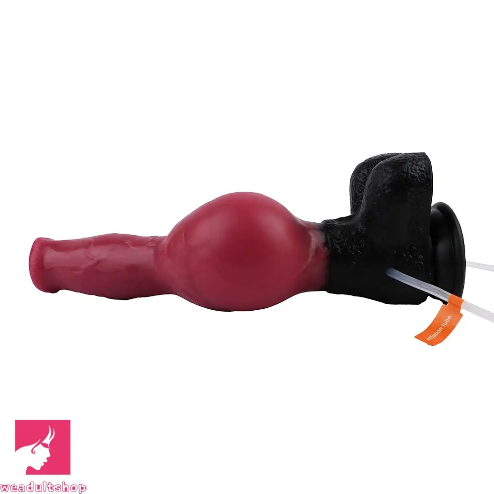 10.98in Dog Knot Ejaculating Inflatable Soft Silicone Dildo For Cock Sex