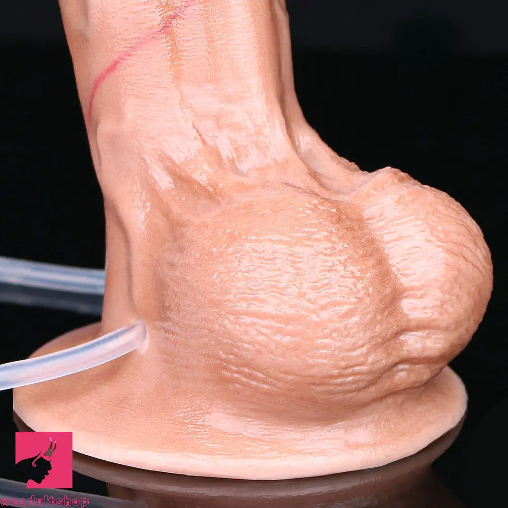 7.87in Inflatable Squirting Soft Silicone Woman Cock Dildo With Suction Cup