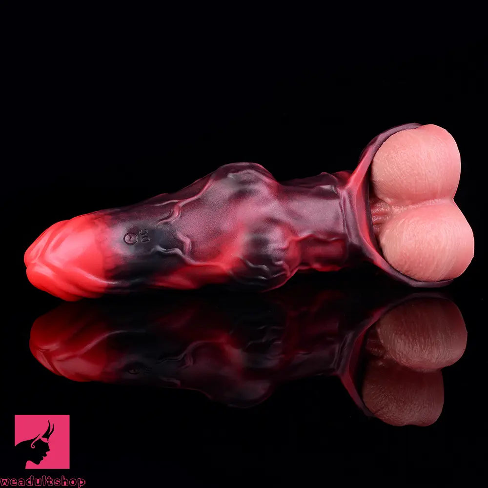 5.91in Silicone Dog Cock Sleeve Knot Dildo Vibrating Dildo With Cock Ring