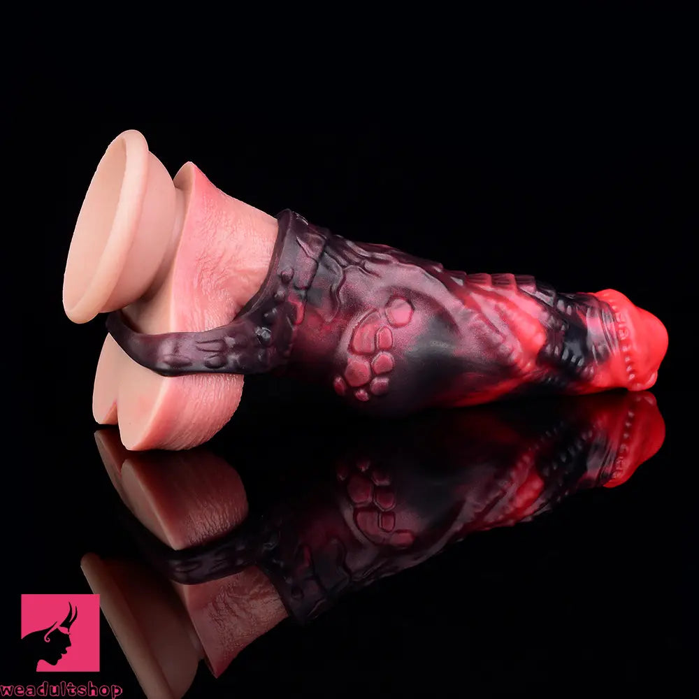 5.98in Silicone Dog Cock Hollow Sleeve Knot Dildo With Cock Ring For Clit