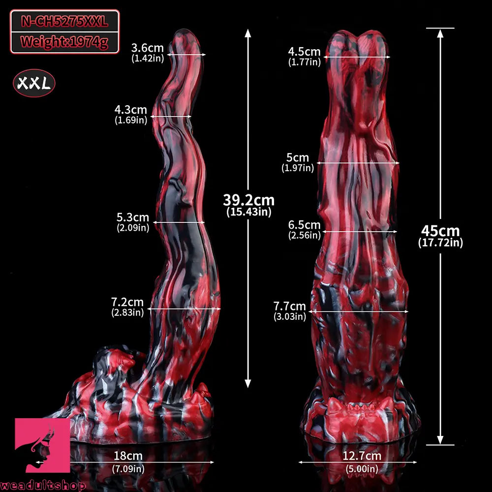 5.51in 7.56in 9.84in 12.6in 17.72in Monster Silicone Creature Penis Dildo