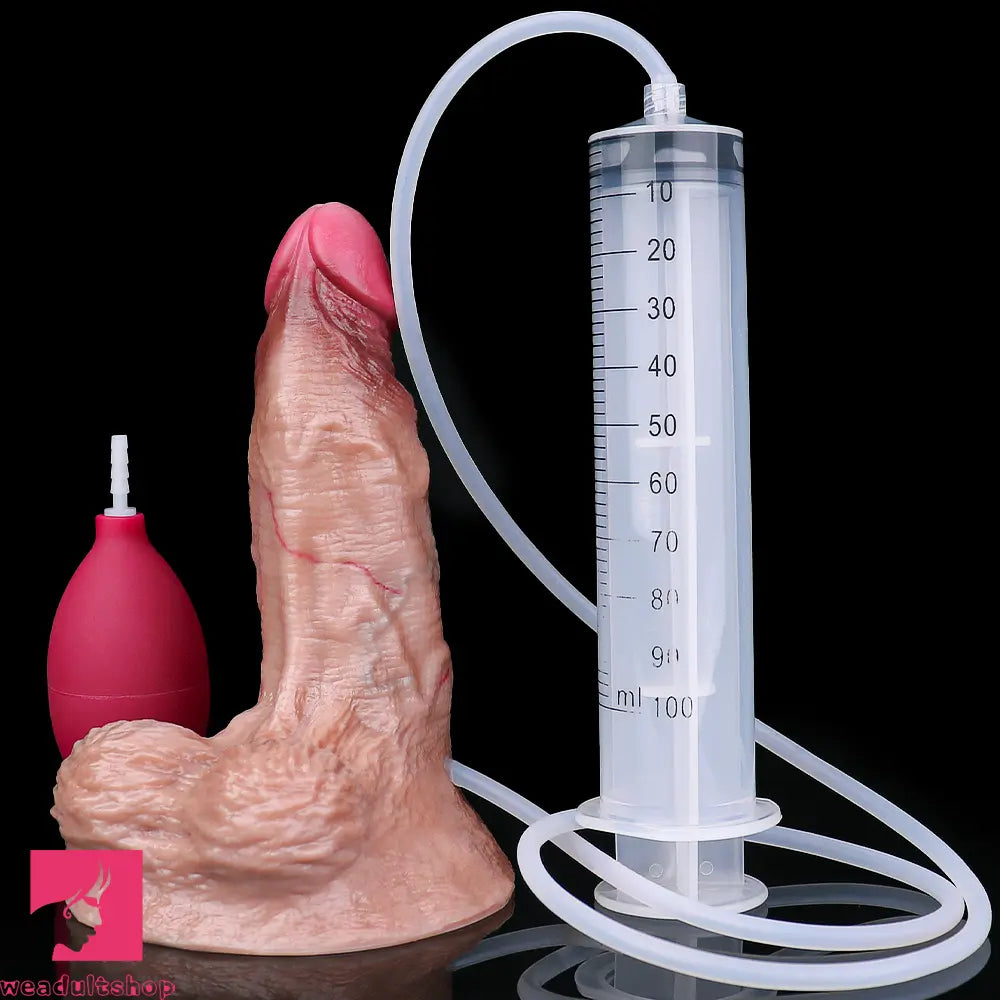 6.37in Double Density Silicone Soft Ejaculating Female Skin Feel Dildo
