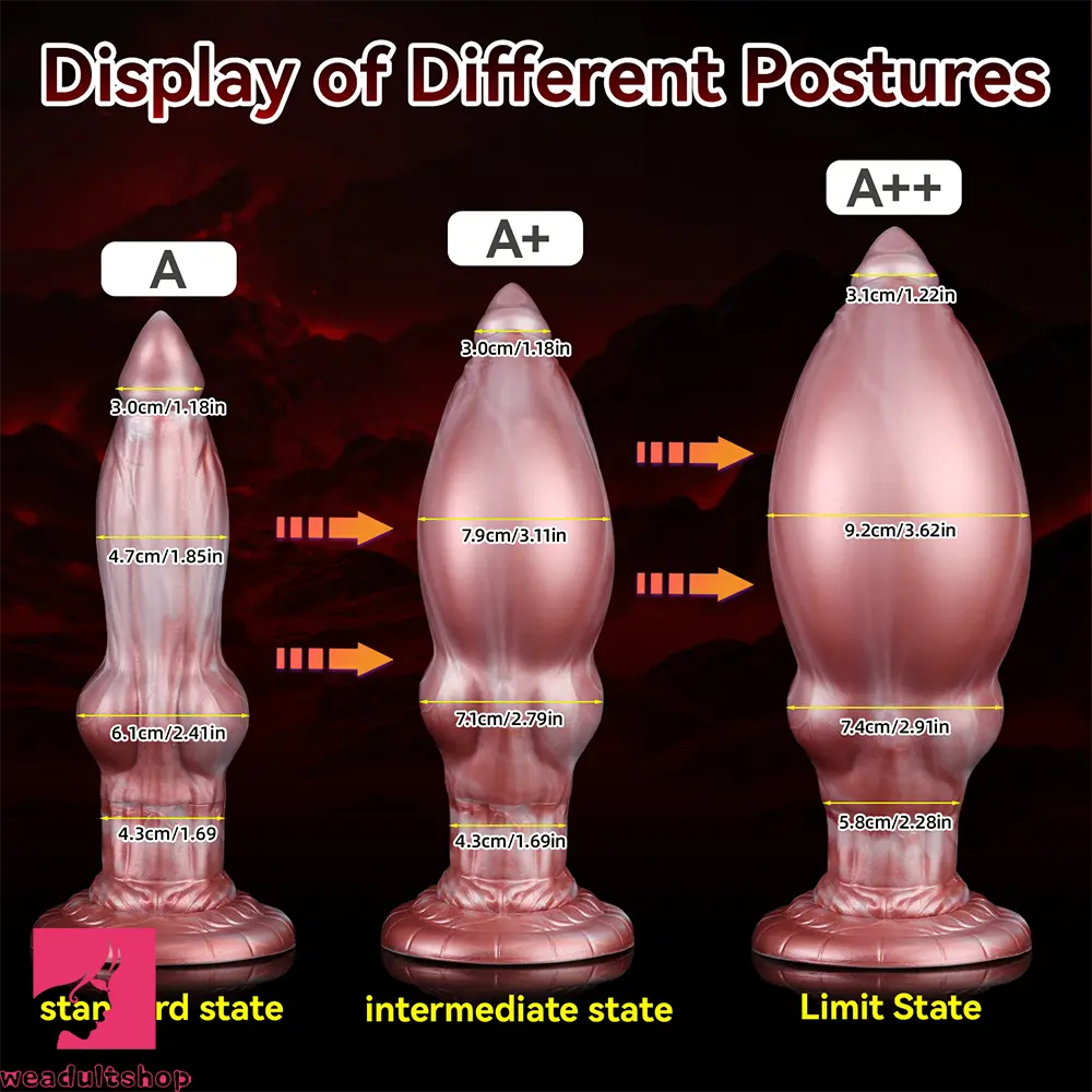 9.05in Inflatable Detachable Dual Layer Dildo High Elasticity Anal Sex Toy