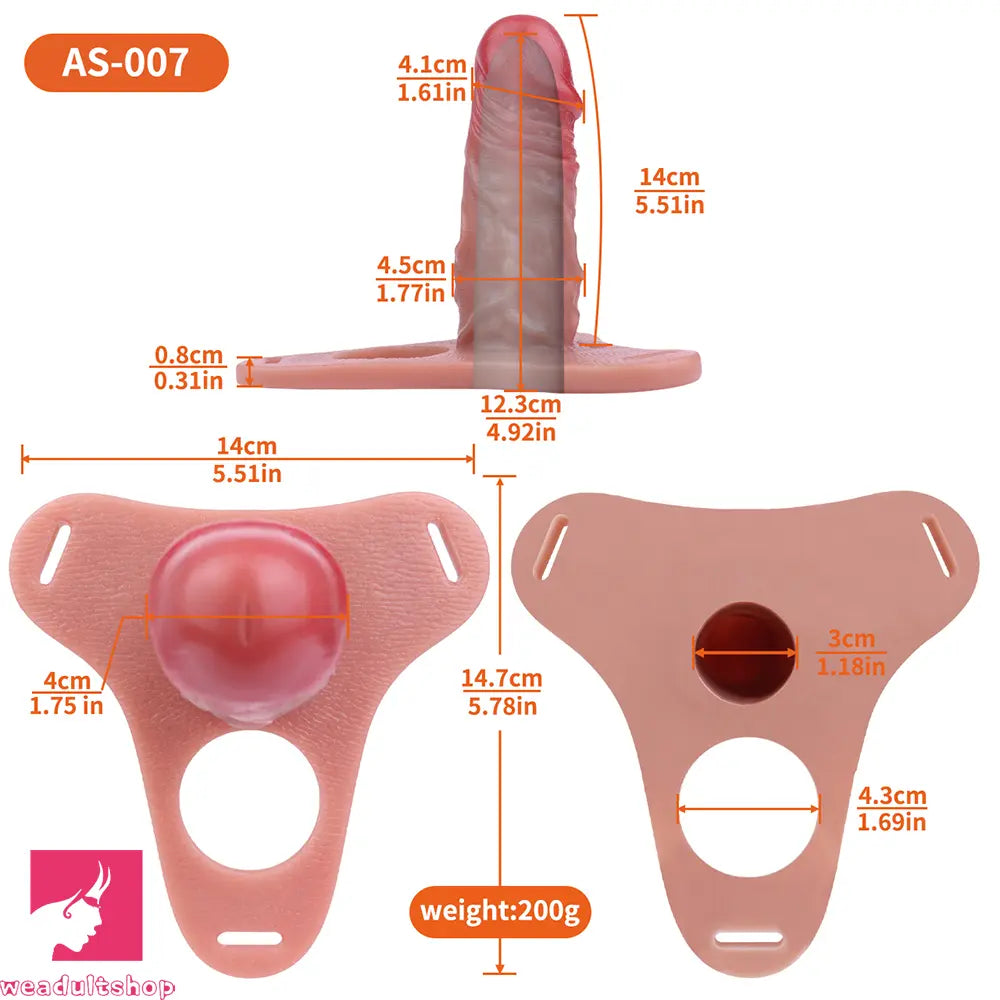 5.51in Strap on Hollow Silicone Cock Cage Dildo For Chastity Dildo Sleeve