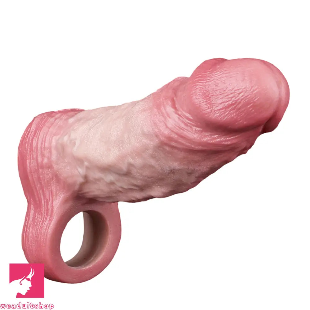 6.46in Simulated Genitals Blue Veins Hollow Cock Sleeve With Penis Ring