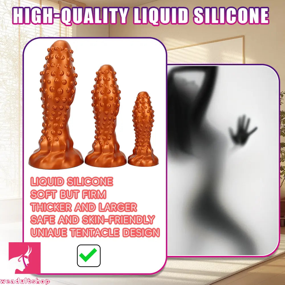 6.29in 8.66in 11.02in Spiked Stripe Silicone Butt Plug Odd Dildo Vagina Dilator