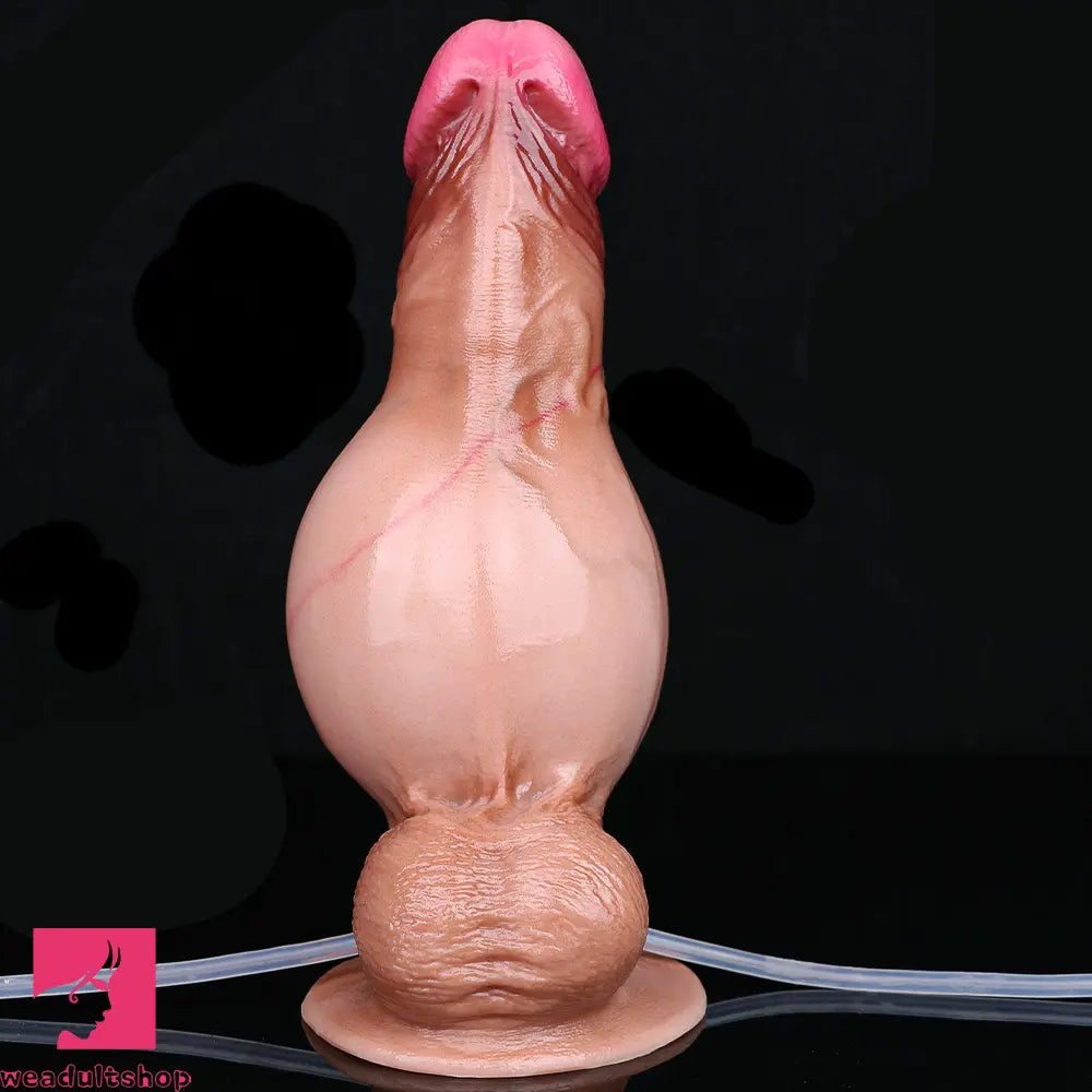 7.87in Inflatable Squirting Soft Silicone Woman Cock Dildo With Suction Cup