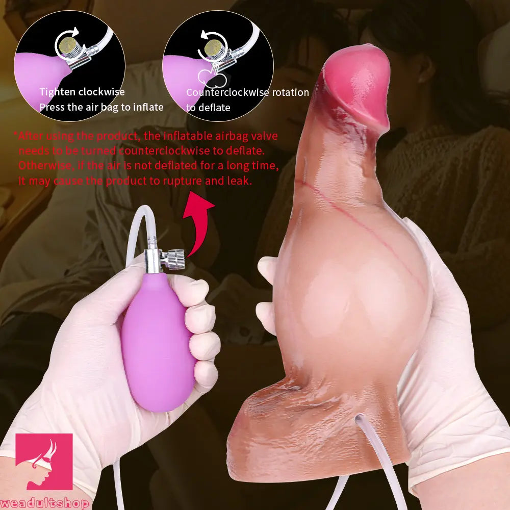 7.51in Inflatable Squirting Soft Silicone Dildo For Woman G Spot Anal Dildo