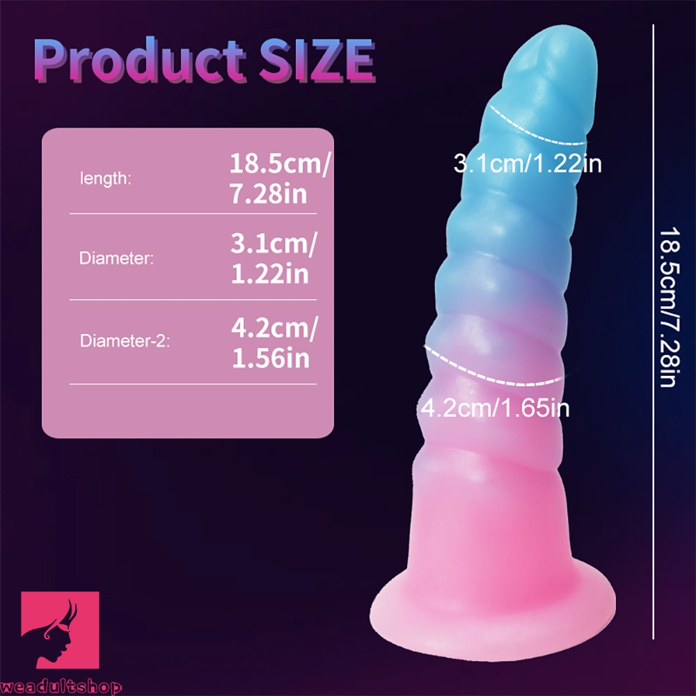 7.28in Luminous Soft Silicone Fantasy Dildo Silicone Dick For Anal Prostate