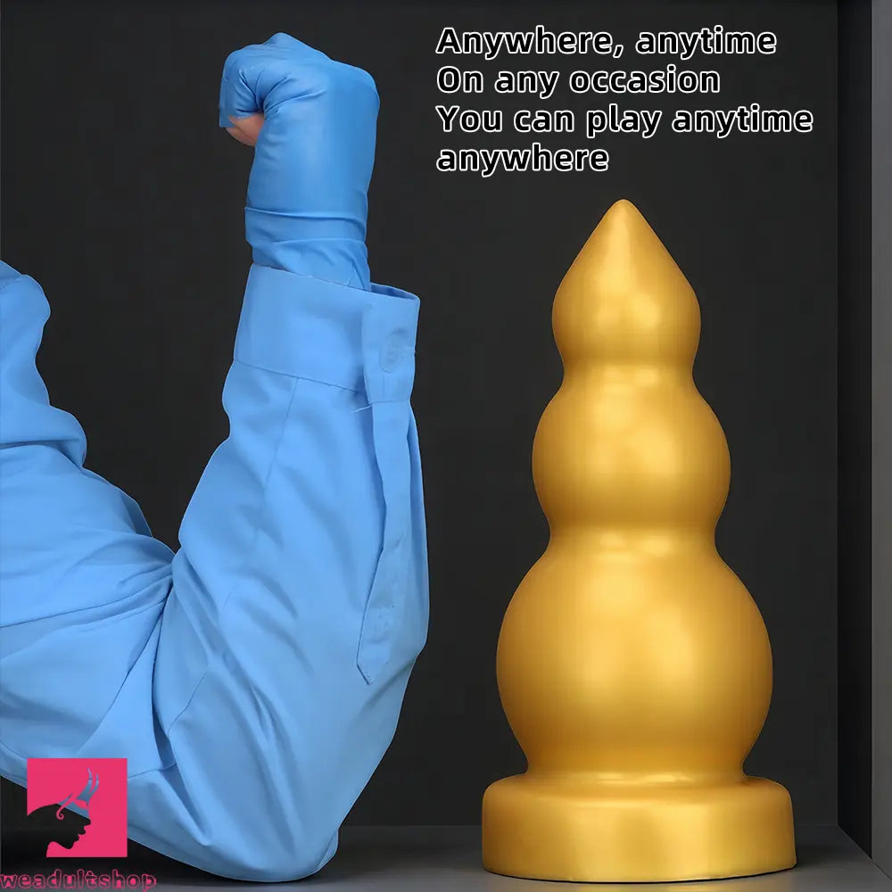 4.13in 5.91in 8.27in 10.63in Golden Soft Gourd-shaped 3-beads Dildo