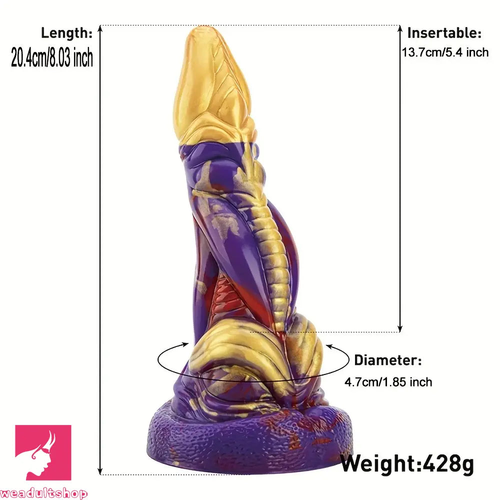 8.03in Realistic Silicone Monster Fantasy Cock Big Dildo For Clit Beginner