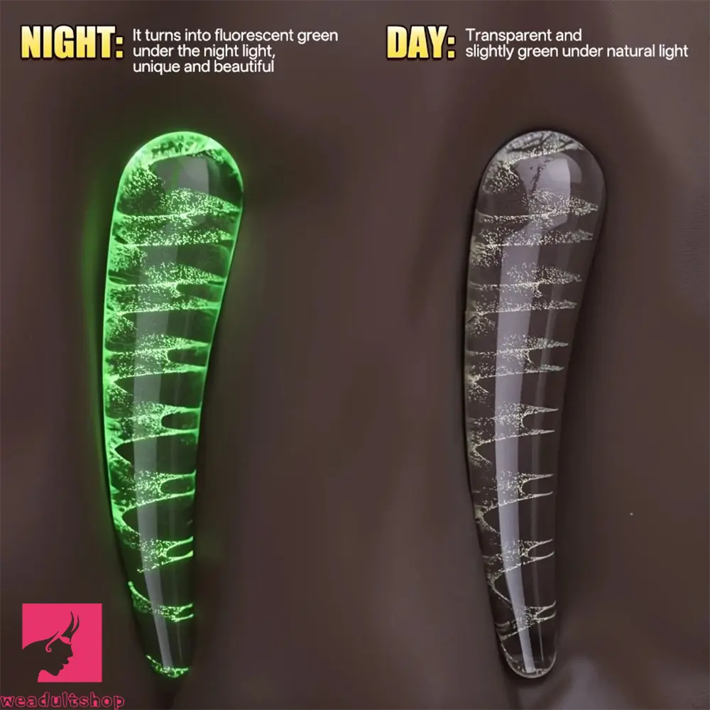 6.69in Fluorescent Glass Nighttime Glow-in-the-Dark Real G Spot Dildo