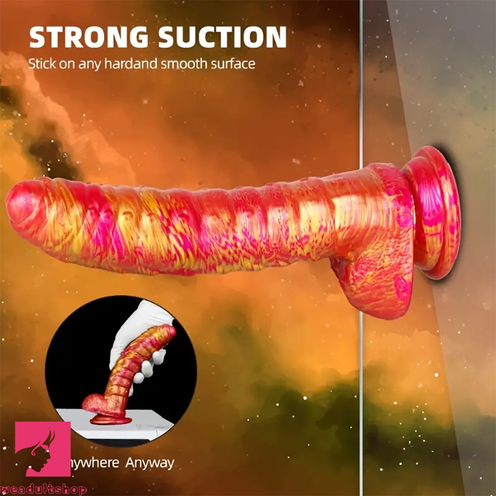 8.11in CATERPILLAR Gilded Mixed Color Creative Silicone Dildo SM Cock Toy