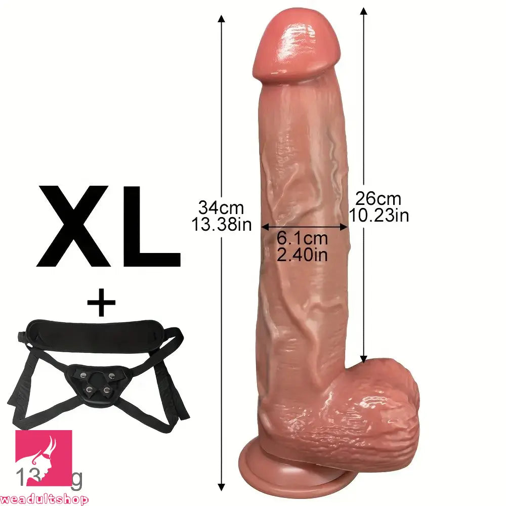 7.48in 8.66in 11.02in 13.38in Wear Pants Thick Realistic Soft Strap On Dildo