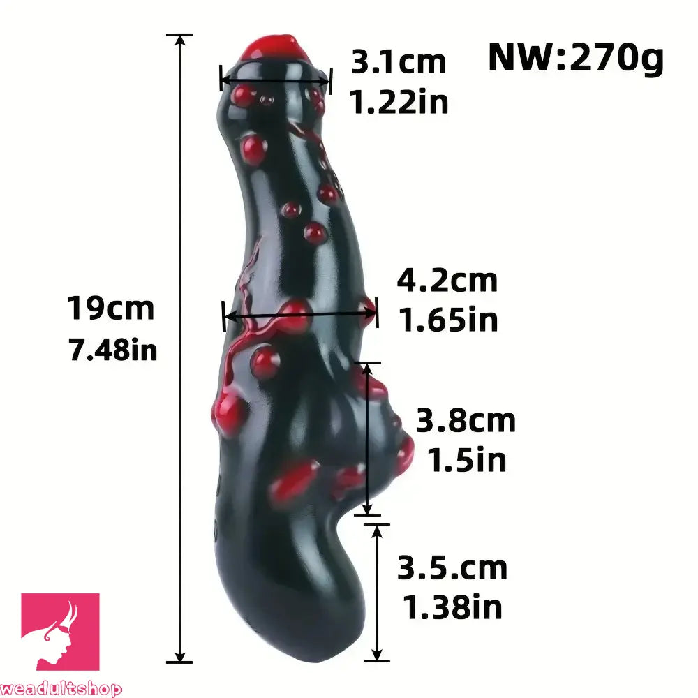7.38in Alien-Like Colorful Bumps Liquid Silicone Dual-Use Dildo For Anus